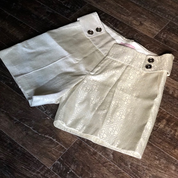Pink Tartan High Waisted Cream Sparkly Shorts NWT - Picture 4 of 6